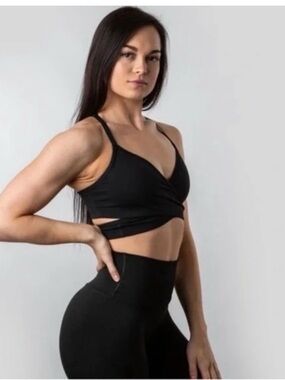 Alphalete Black Surface Wrap Sports Bra